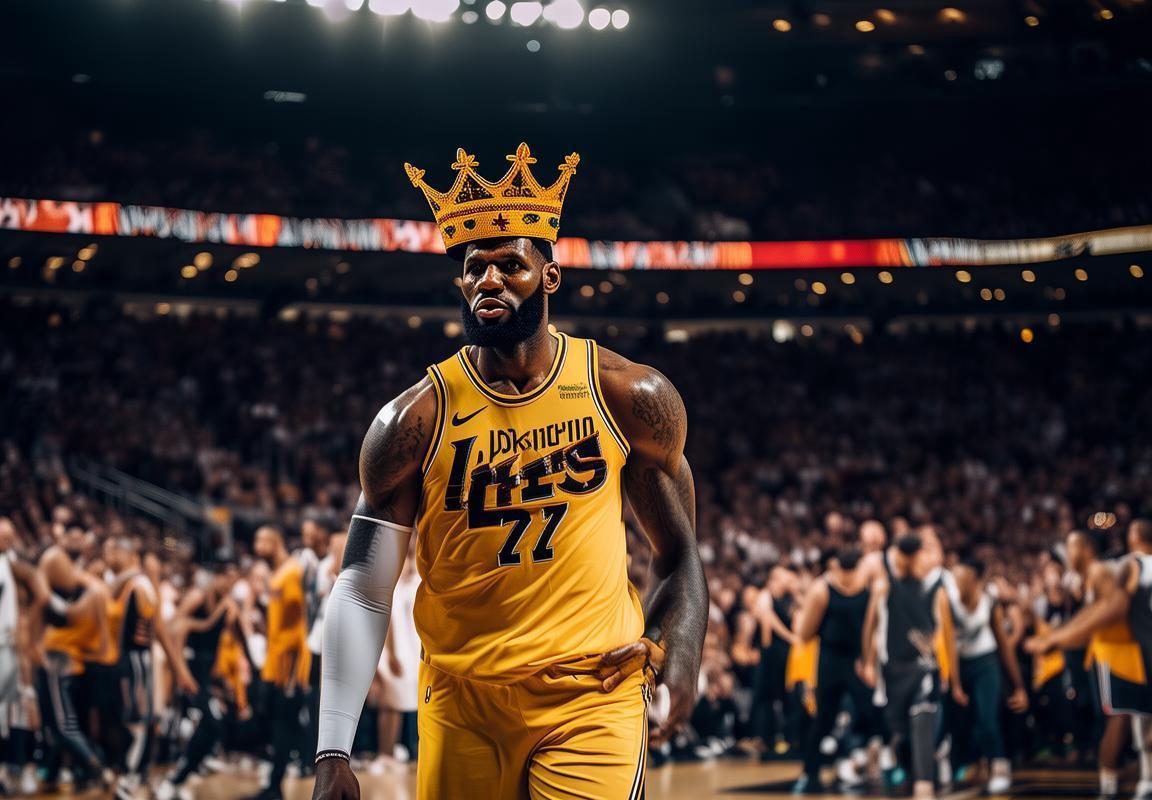 湖人队勒布朗·詹姆斯39岁球员关键比赛戴王冠，关键时刻连取10分率队取胜